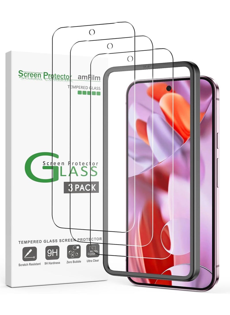 Amfilm amFilm Designed for Google Pixel 9 Pro XL 6.8" 2024 Screen Protector Tempered Glass,Ultrasonic Fingerprint Compatible, with Easy Installation Frame, Anti Scratch, Bubble Free, Case Friendly, 3 Pack  - Image 1