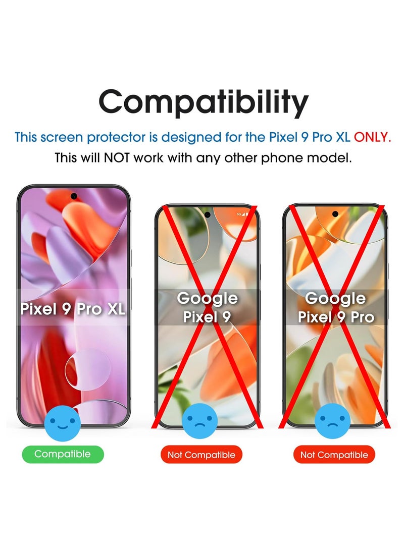 Amfilm amFilm Designed for Google Pixel 9 Pro XL 6.8" 2024 Screen Protector Tempered Glass,Ultrasonic Fingerprint Compatible, with Easy Installation Frame, Anti Scratch, Bubble Free, Case Friendly, 3 Pack  - Image 2