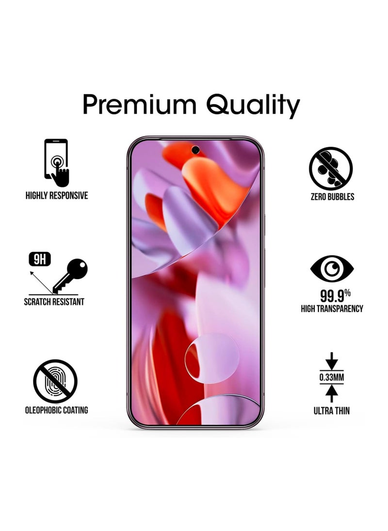 amFilm Designed for Google Pixel 9 Pro XL 6.8" 2024 Screen Protector Tempered Glass,Ultrasonic Fingerprint Compatible, with Easy Installation Frame, Anti Scratch, Bubble Free, Case Friendly, 3 Pack