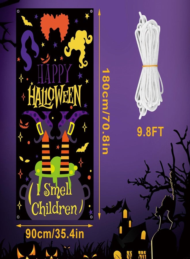 Fairooth Halloween Witch Door Cover Fabric Witch Door Background Banner Large Horror Front Doors Porch Photo Banner Halloween Decor Sign for Halloweens Party Front Door Window Wall Decoration - Image 2