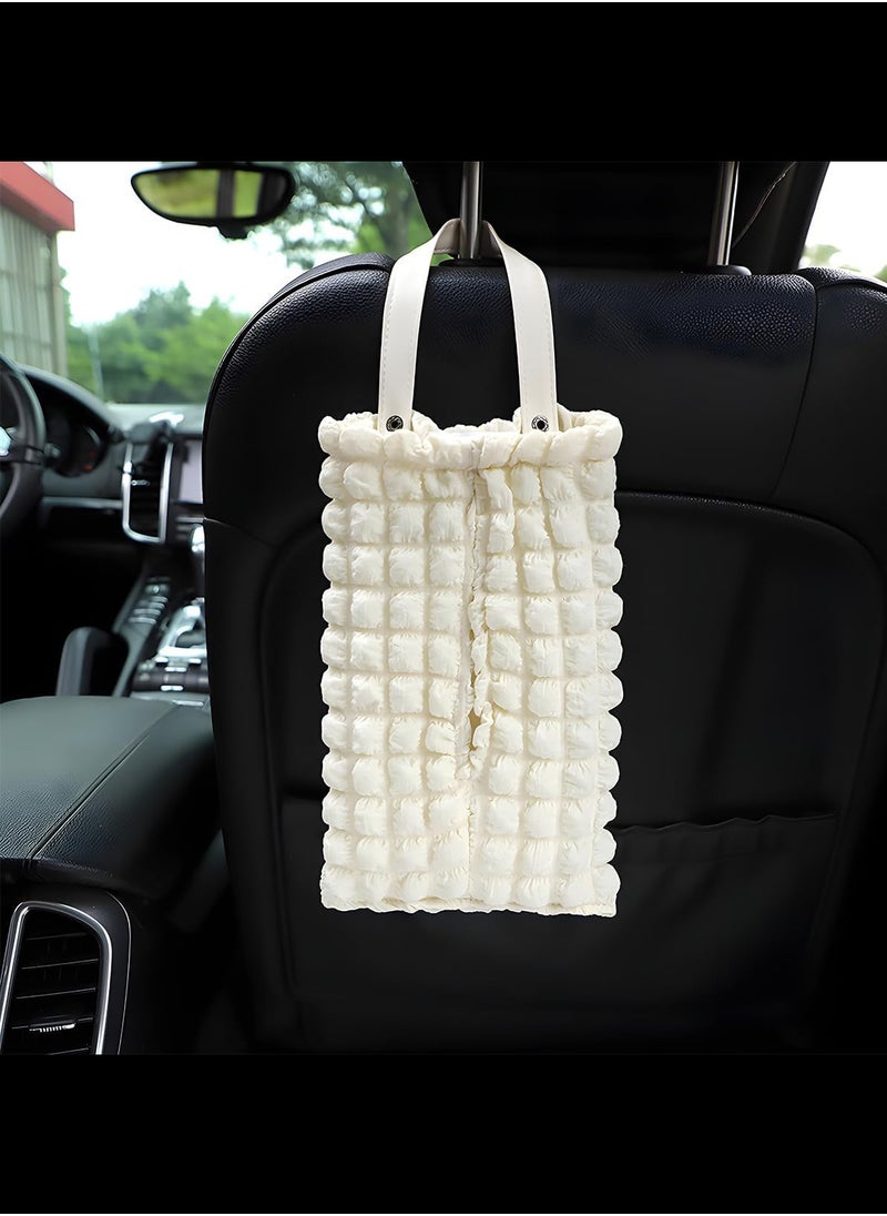 Beauenty Car Tissue Holder, Hanging Auto Seat Back Headrest Napkin Bag Organizer, Car Interior Accessories, Multi-Use Tissue Dispenser for SUV Truck Van (Beige)  - Image 3