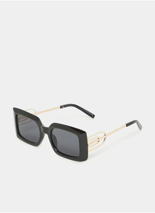 ستايلي Full Rim Rectangle Sunglasses with Temple Detail