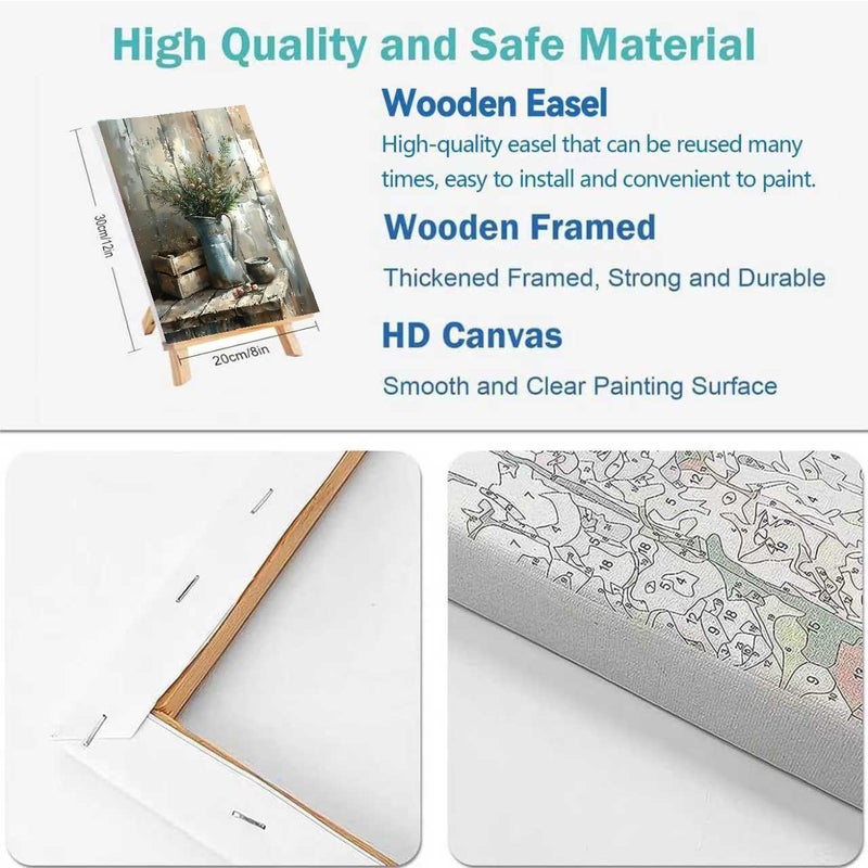 askkqtx 2 Pack Vintage Plant Paint by Numbers Kit for Adults, Pot Plants Paint by Numbers Kit for Adults with Frame, DIY Paint by Numbers Framed for Gift Home Wall Decor 8x12 Inch - Image 4