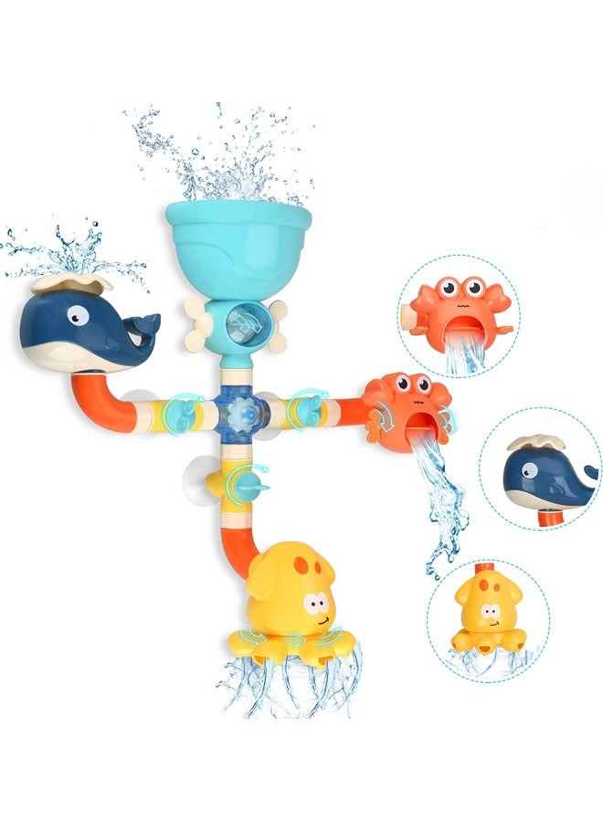 Bath Toys for Toddlers 1 2 3 4 5 Years Baby Kids Boys and Girls, Bathtub Toy for Age 4-8 DIY Pipes Tubes Bath Time Water Toys with Color Box Birthday Gift  - Image 1