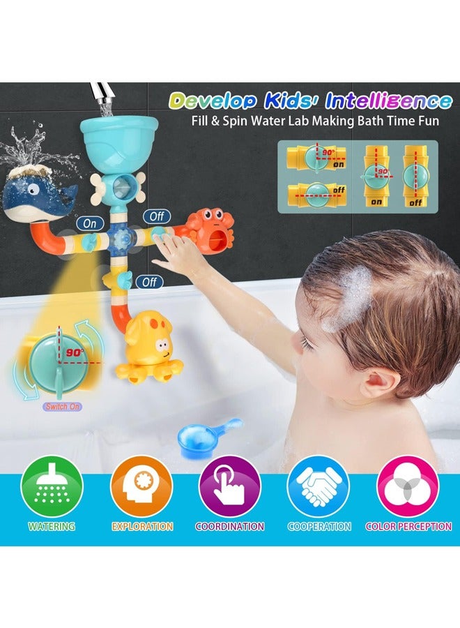 Bath Toys for Toddlers 1 2 3 4 5 Years Baby Kids Boys and Girls, Bathtub Toy for Age 4-8 DIY Pipes Tubes Bath Time Water Toys with Color Box Birthday Gift  - Image 3