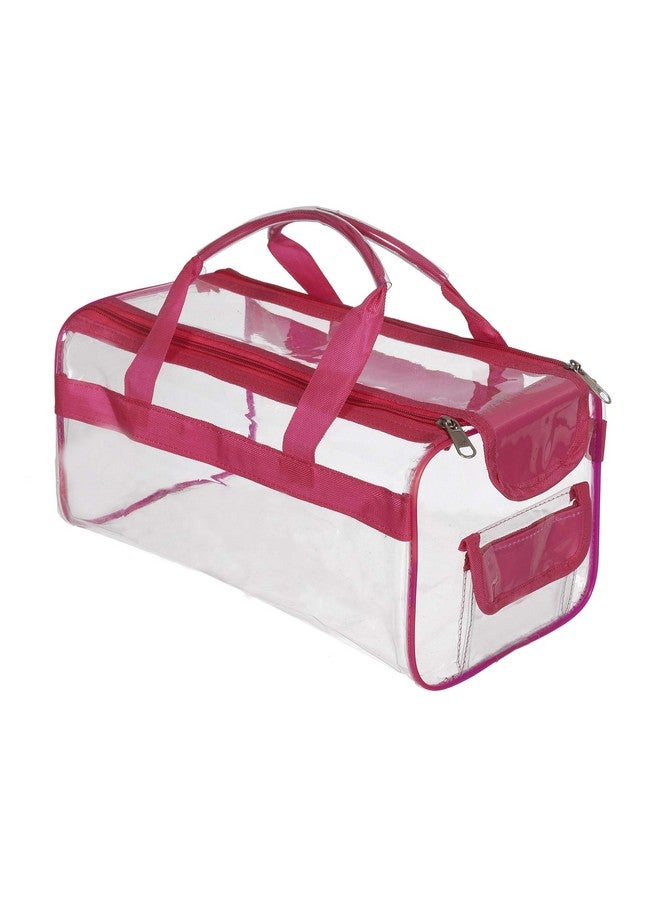 Kuber Industries Small Size Crystal Clear Plastic Cosmetic Bags Travel PVC Vinyl Toiletry Bag, Zipper Large Transparent Waterproof Make-Up Case Organizer Bag (Pink) (F_26_KUBBMART017023) - Image 4