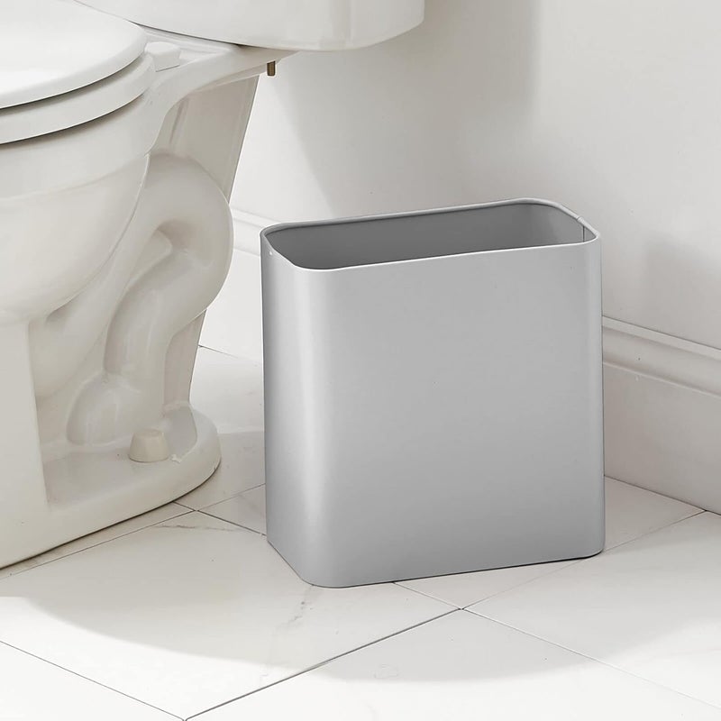 m-design Small Metal 2.4 Gallon/9 Liter Trash Can Wastebasket Garbage Bin for Bathroom, Slim Rubbish Waste Bin Trashcans - Mirri Collection - Gray (23578MDBST) - Image 2