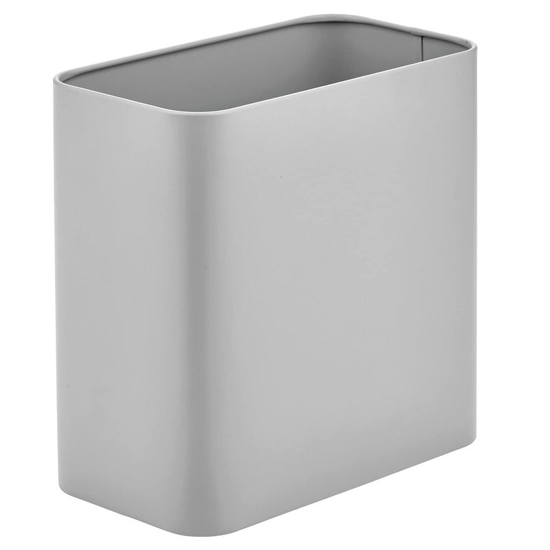 m-design Small Metal 2.4 Gallon/9 Liter Trash Can Wastebasket Garbage Bin for Bathroom, Slim Rubbish Waste Bin Trashcans - Mirri Collection - Gray (23578MDBST) - Image 1