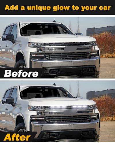 OKLSG 6Pcs LED Grill Lights for 2019-2024 2025 Chevrolet Silverado Raptor Grille Marker Lights Silverado 1500 2500 3500 Accessories Front Bumper Grille Trims (White) - Image 2