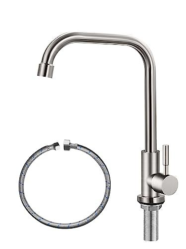 Bifordo Cold Only Water Faucet Single Hole Kitchen Sink Faucet SUS304 Stainless Steel Brushed Nickel - Image 1