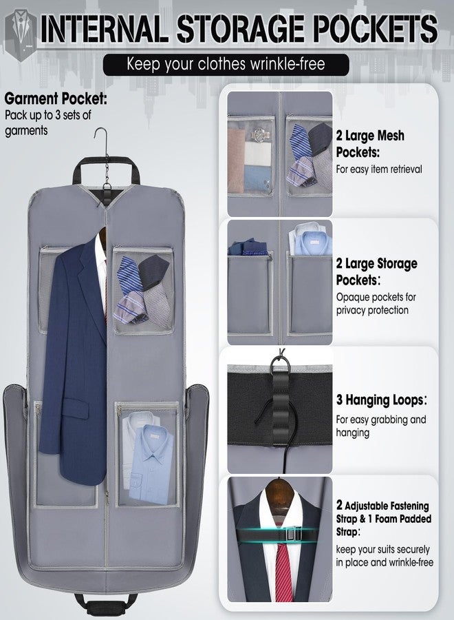 RAINSMORE Garment Bags for Travel Carry On Garment Bag for Hanging Clothes, Suit Bag for Business Trips with Shoes bag & Shoulder Strap, Waterproof Foldable Suit Luggage Bag for Men Women, Black - Image 2