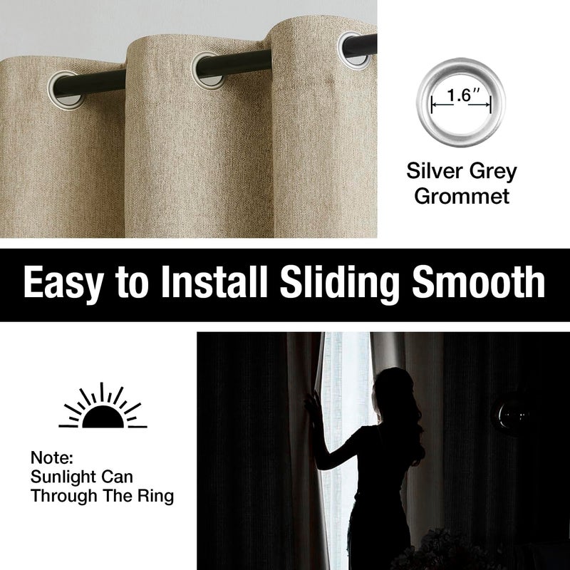 Treatmentex Brown Linen Full Blackout Curtains for Bedroom Thermal Insulated Energy Saving Window Panels Farmhouse Burlap Texture Drapes for Living Room 2 Panels Set Grommet Top 40"x 84"x2 - Image 4