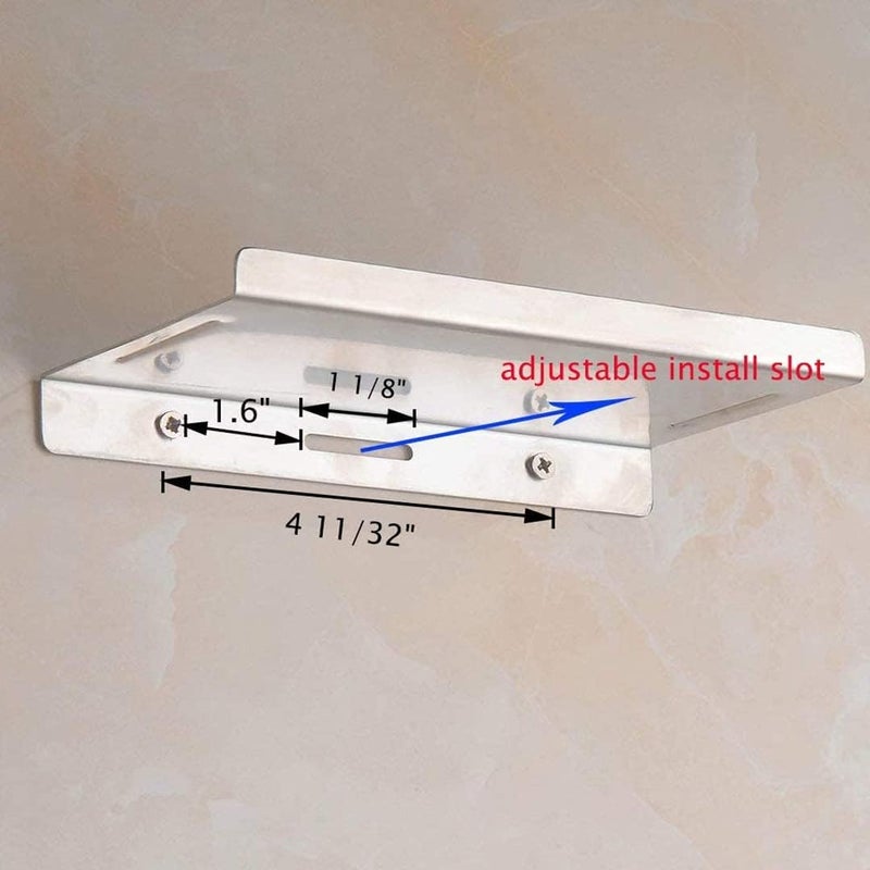 Hallyware Bathroom Small Cell Phone Shelf Stainless Steel Anti-Slip Phone Holder Stand Wall Mounted for Small Speaker Smartphone Baby Wipes, Brushed - Image 5