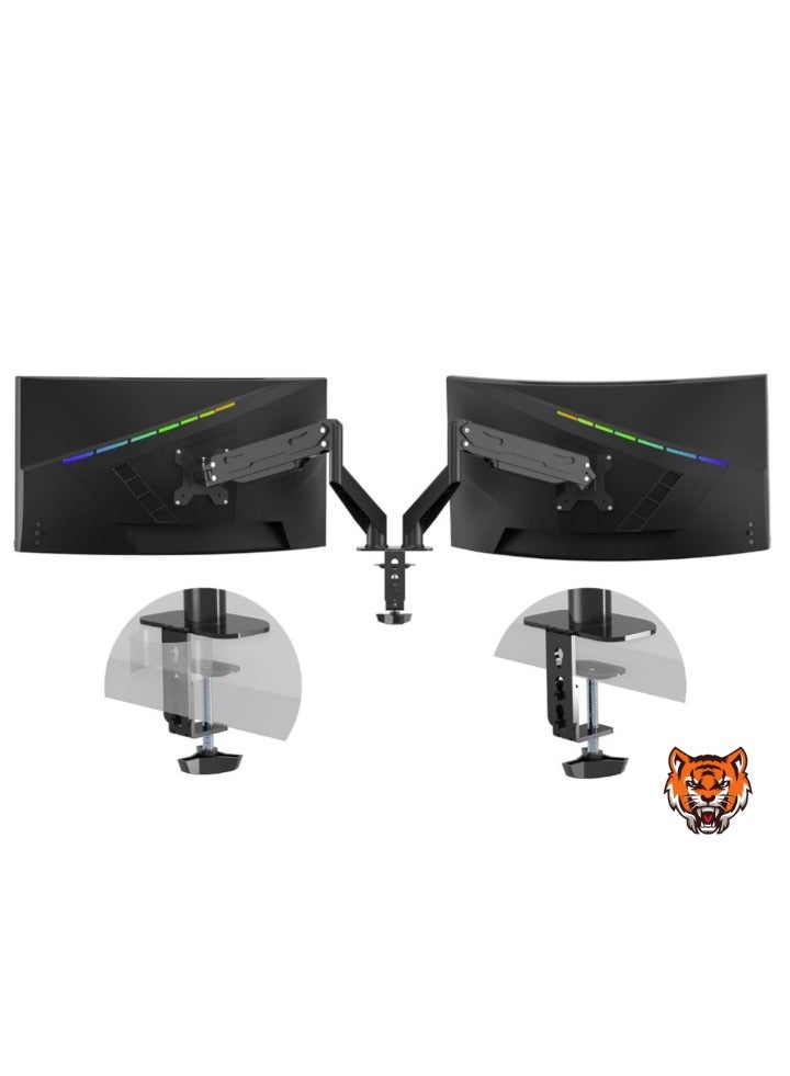 TIGER Dual Monitor Arm 32-inch – Adjustable Desk Mount, VESA Bracket for 17-32 inch Monitors, Supports up to 22lbs, Double Gas Spring Arm for Smooth Adjustment  - Image 1