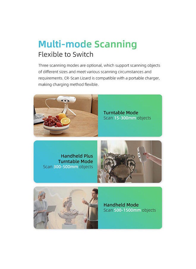 Creality 3D - CR-SCAN Lizard Premium Portable 3D Scanner 3D Modeling Scanner 0.05MM High Precision Support Black Object Color Restoration OBJ/STL Output with Turntable for 3D Printing Industrial Design Modeling - Image 1