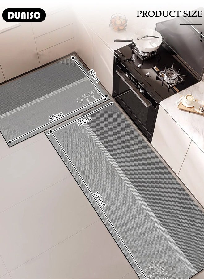 DUNISO Diatom Mud Bath Mat Set Bathroom Kitchen Rug Mat Extra Soft and Absorbent Bath Rugs Non-Slip Quick Drying Floor Bath Tub Mat for Bathroom Floor Tub and Shower 50*80CM+50*160CM  - Image 4