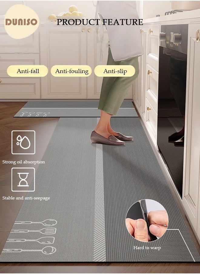 DUNISO Diatom Mud Bath Mat Set Bathroom Kitchen Rug Mat Extra Soft and Absorbent Bath Rugs Non-Slip Quick Drying Floor Bath Tub Mat for Bathroom Floor Tub and Shower 50*80CM+50*160CM  - Image 2