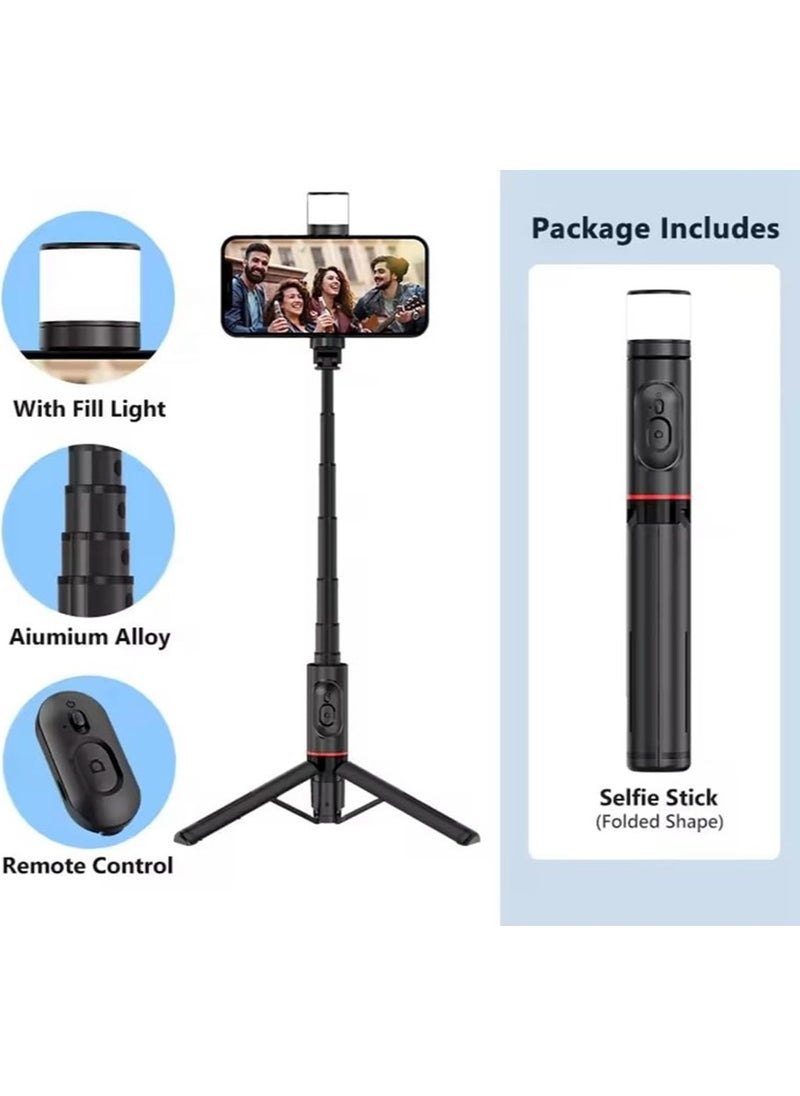 Generic 3 in 1 Selfie Tripod with Light - Portable Tripod with Remote Control - Rotatable and Retractable Tripod - Phone Holder for Tik Tok, Live Streaming, Vlog  - Image 4