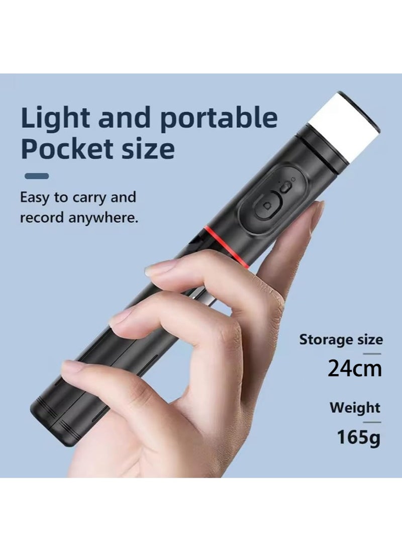 3 in 1 Selfie Tripod with Light - Portable Tripod with Remote Control - Rotatable and Retractable Tripod - Suitable for Mobile Phone, Makeup, Selfie, Video Blog, Live Broadcast