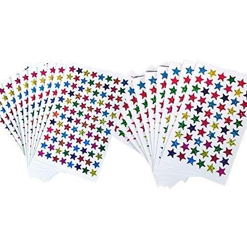 DOYIFun Pack of 1560pcs 1cm&1.3cm Self Adhesive Assorted Colors Laser Shiny Sparkle Star Stickers Kids Students Rewards Teachers Supplies(1cm&1.3cm) - Image 1