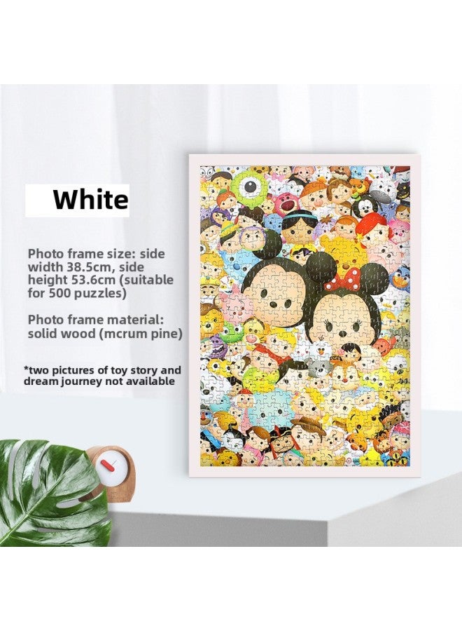 Solid Wood Photo Frame Mounted Creative Picture Frame Wall Hanging 500 Pieces 1000 Pieces Puzzle Special Picture Frame Wooden Exquisite Picture Frame-Color:500 Frame-White  - Image 1