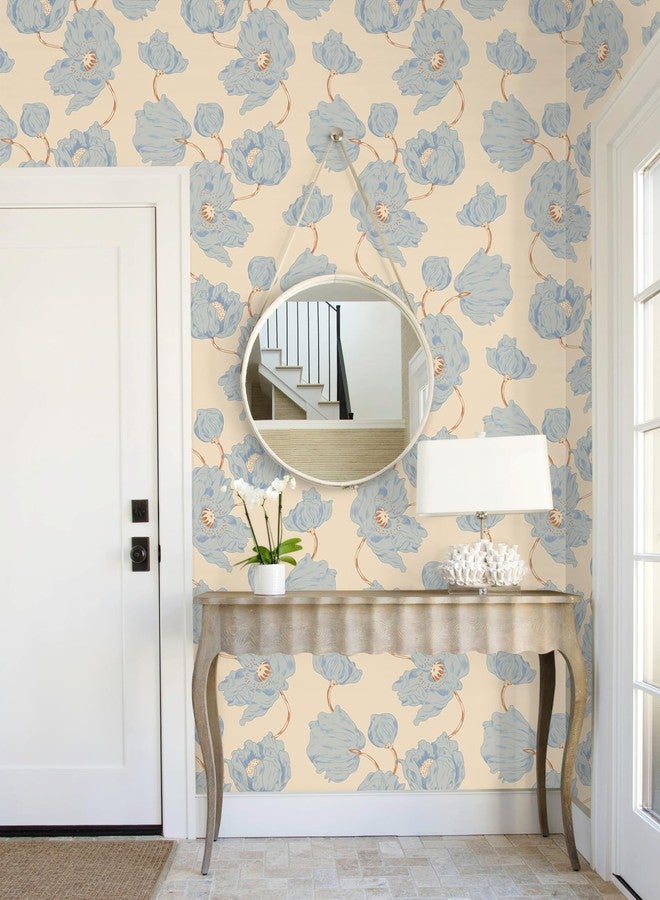 GloryTik Floral Wallpaper Peel and Stick Wallpaper Vintage Floral Contact Paper Lotus Wallpaper Self Adhesive Wallpaper Removable Waterproof Wallpaper for Bedroom Walls Decoration 16.14" X 78.7" - Image 3