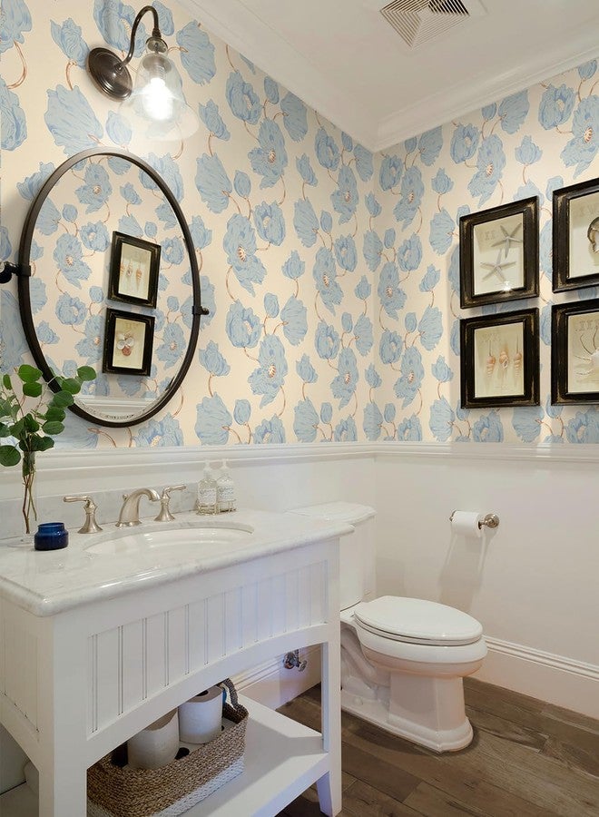 GloryTik Floral Wallpaper Peel and Stick Wallpaper Vintage Floral Contact Paper Lotus Wallpaper Self Adhesive Wallpaper Removable Waterproof Wallpaper for Bedroom Walls Decoration 16.14" X 78.7" - Image 4