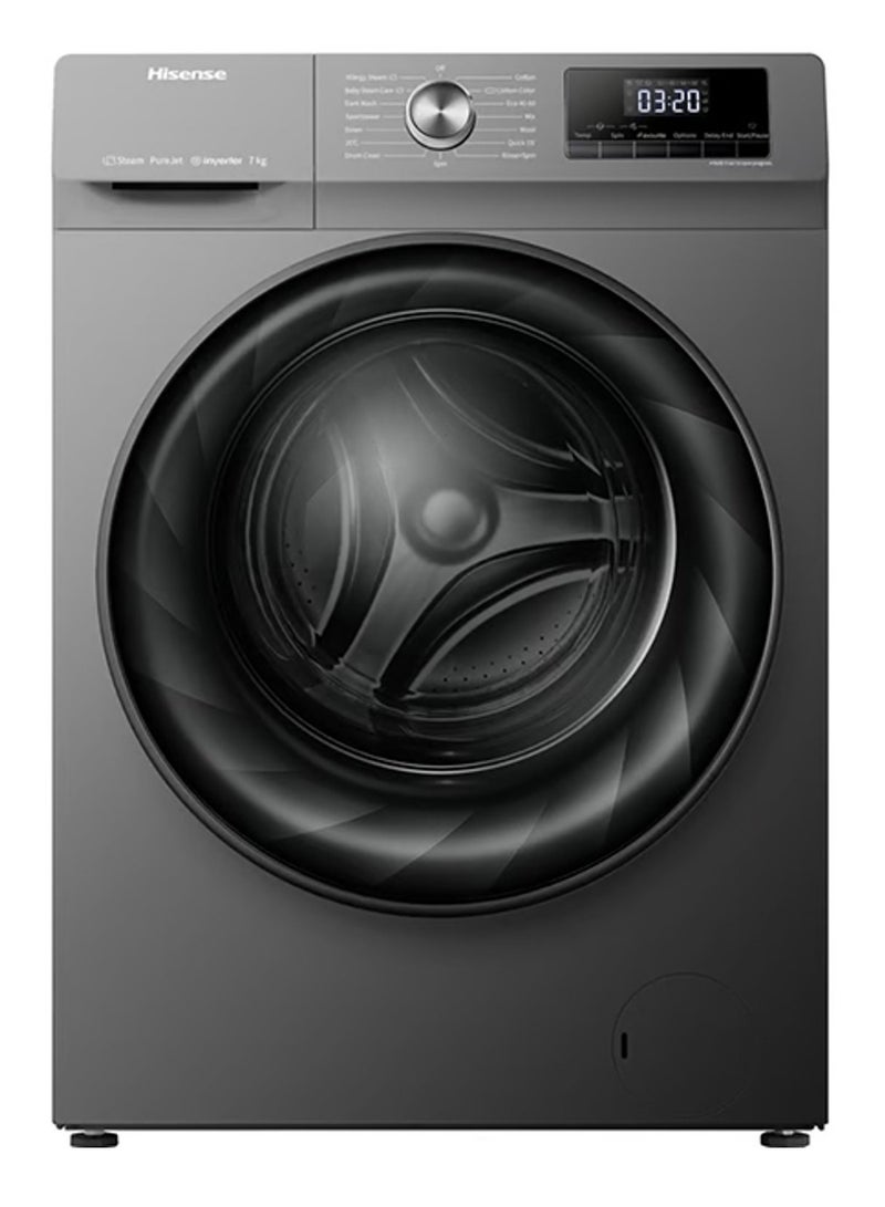 Hisense Front Load Washing Machine 1200 RPM 7 kg WFQY7012EVJMT Dark Silver - Image 1