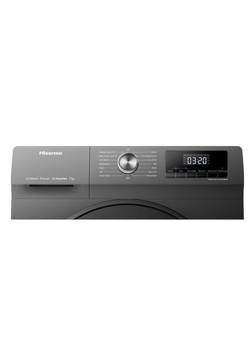 Hisense Front Load Washing Machine 1200 RPM 7 kg WFQY7012EVJMT Dark Silver - Image 5