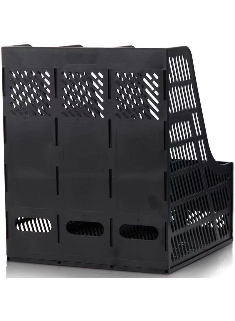 أداك Desktop File Organizer, 3 Compartment Plastic, Magazine, Book and Stationery Holder, Cabinet Document Tray Organizer, Detachable Design, Tiered Shelf, Office Storage (Assorted Color) (3 Compartment) - Image 3