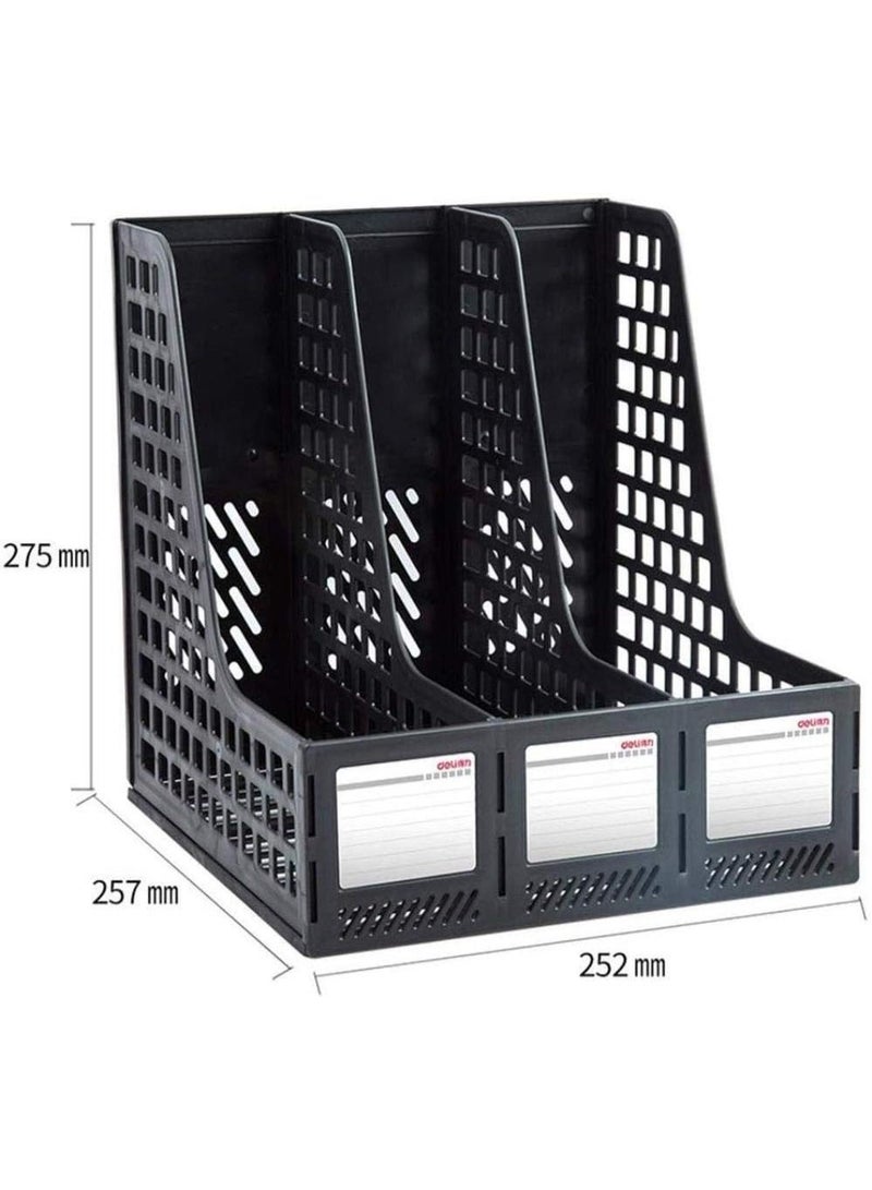أداك Desktop File Organizer, 3 Compartment Plastic, Magazine, Book and Stationery Holder, Cabinet Document Tray Organizer, Detachable Design, Tiered Shelf, Office Storage (Assorted Color) (3 Compartment) - Image 2