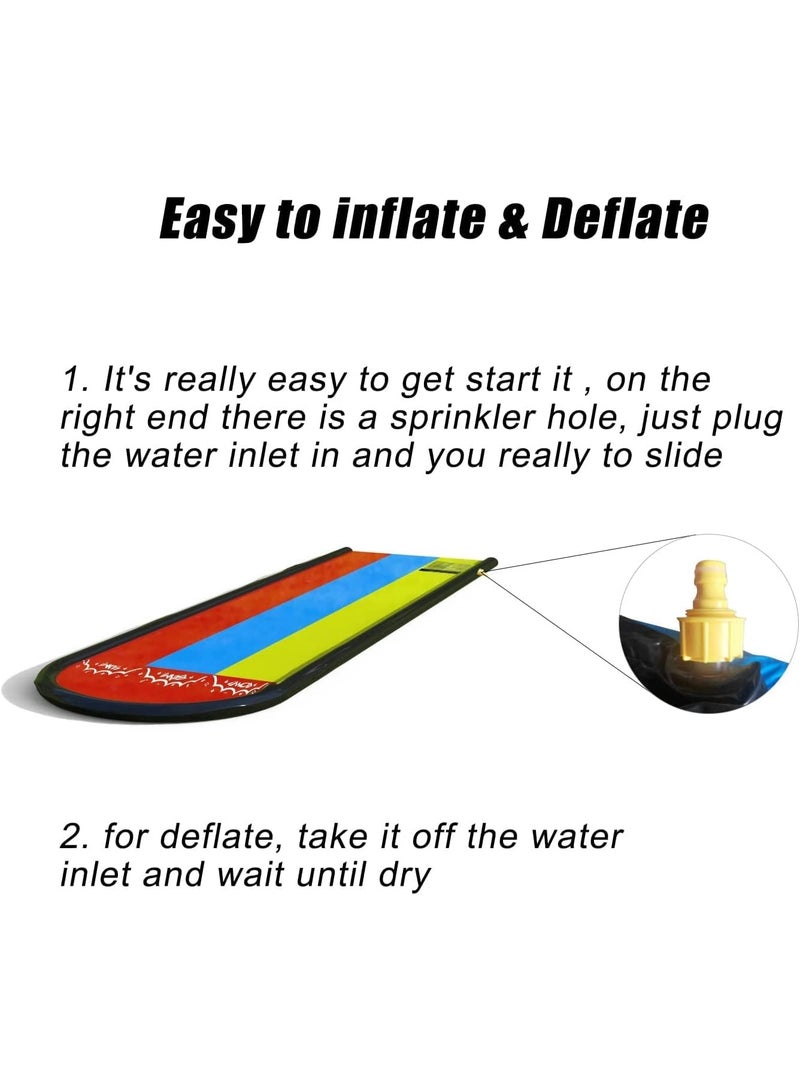 Zarmanuae Triple Lane Lawn Water Slides, for Backyard Games Slip and Slide with 3 Boogie Boards 4.8m Long Triple Land Slip with Double Sprinkler - Image 5