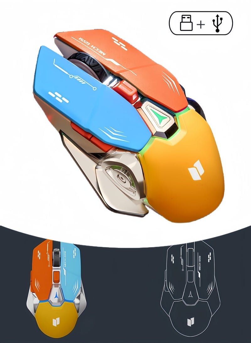 INDENA G551 Wireless Mouse Ergonomic Mice Gaming Mouse 2.4G USB Noiseless Portable Mouse for Laptop Tablet 3 DPI Adjustable with RGB Lighting Modes for PC HP Lenovo MacBook ASUS Dell - Image 1