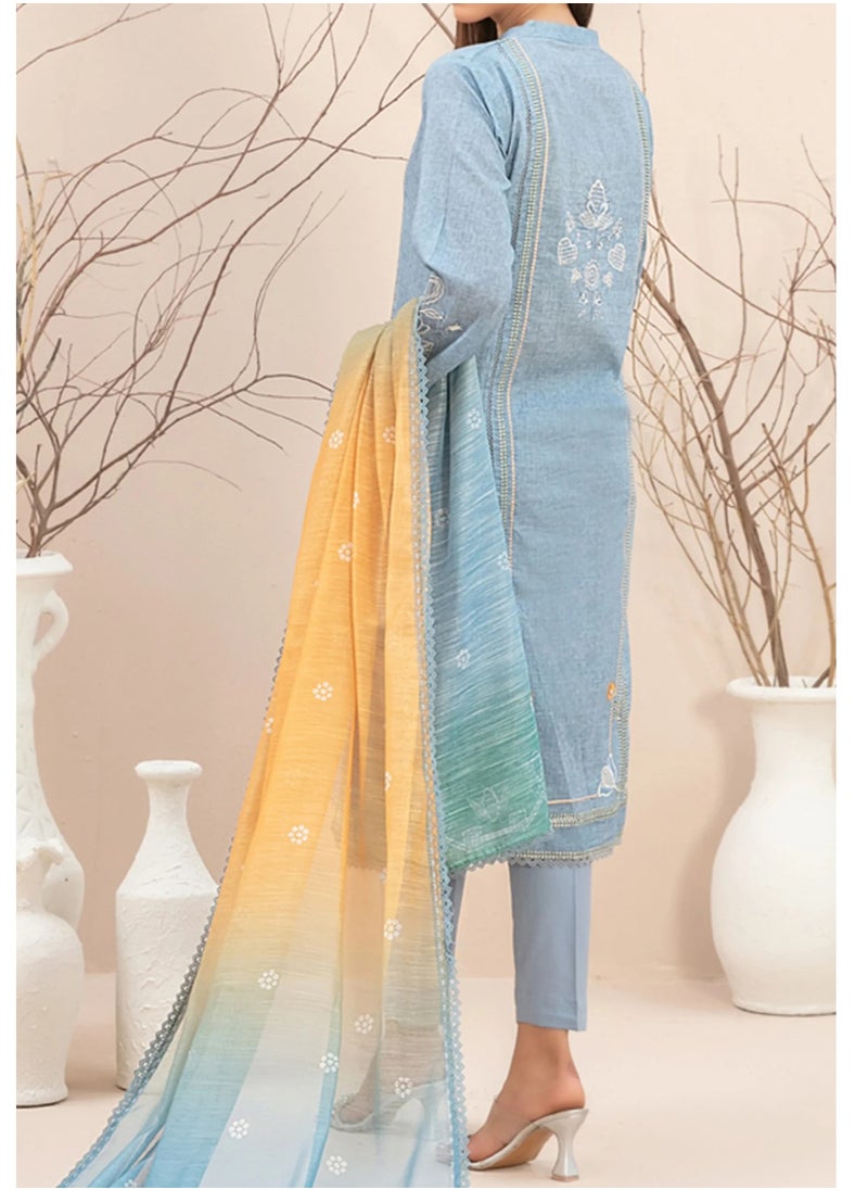 TAWAKKAL FABRICS Set of 3 Pieces Kurti with Bottom and Dupatta - Light Blue  - Image 5