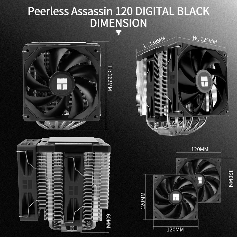 Thermalright Peerless Assassin 120 Digital Black CPU Cooler Air with 6X6mm Heatpipes, Magnetic Display Board Top Cover,Heatsink CPU Cooler, for AM4/AM5 and Intel lga1700/1851/1150/1151/1200 - Image 5
