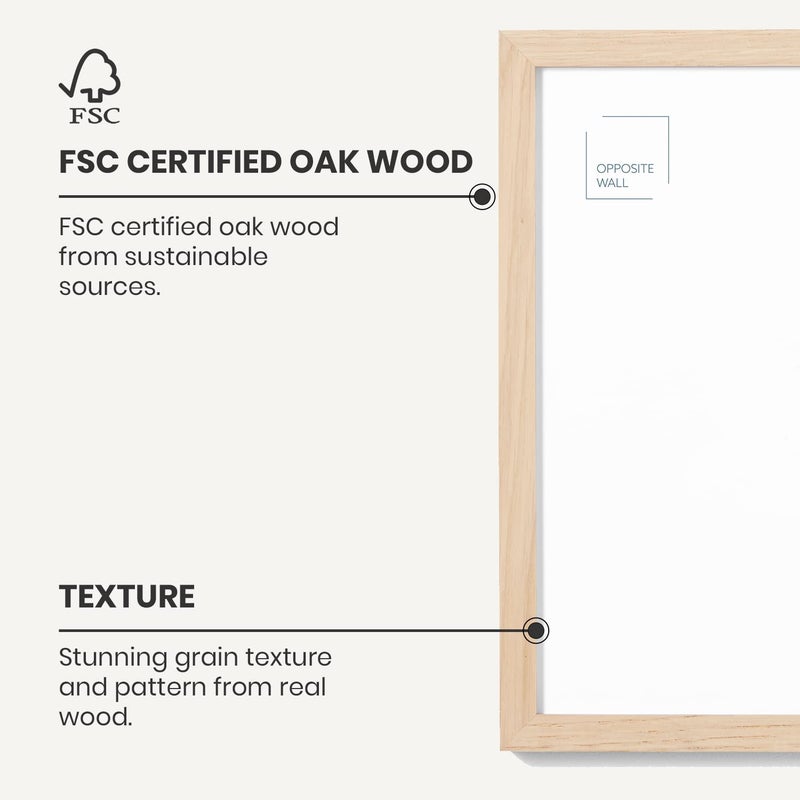 Opposite Wall - Set of 2-8x10 in - Natural Solid Oak Wood Picture Frames with Mat - Wall Hanging & Tabletop Photo Frame - Pictures Display 5x7 with Mat, 8x10 without - Office, Gallery & Home Decor - Image 3