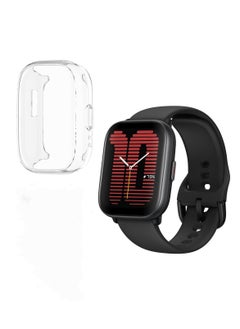Case Compatible for Amazfit Active With Tempered Glass Screen Protector TPU Full Coverage Plated Watch Protective Cover Bumper Shell Cover (Transparent)