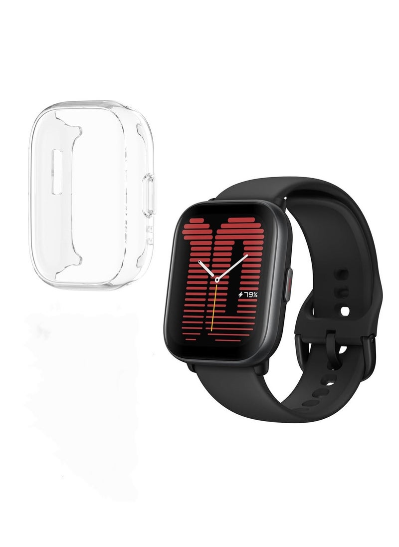 Generic - Case Compatible for Amazfit Active With Tempered Glass Screen Protector TPU Full Coverage Plated Watch Protective Cover Bumper Shell Cover (Transparent) - Image 1
