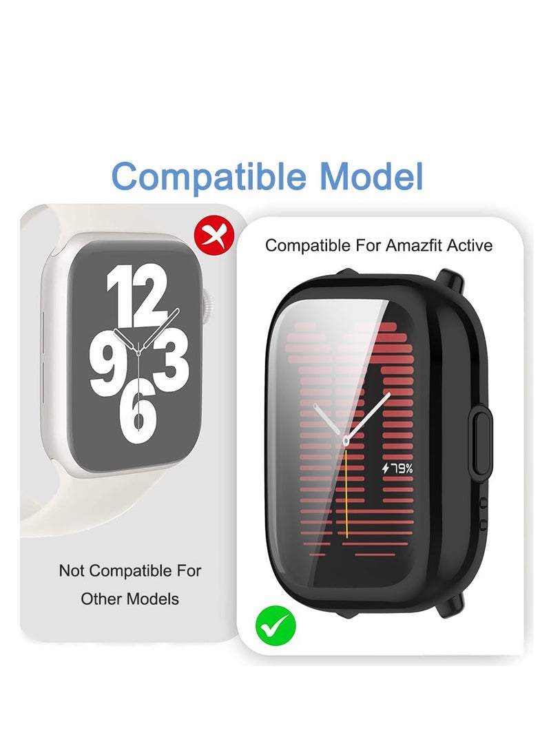 Generic - Case Compatible for Amazfit Active With Tempered Glass Screen Protector TPU Full Coverage Plated Watch Protective Cover Bumper Shell Cover (Transparent) - Image 1
