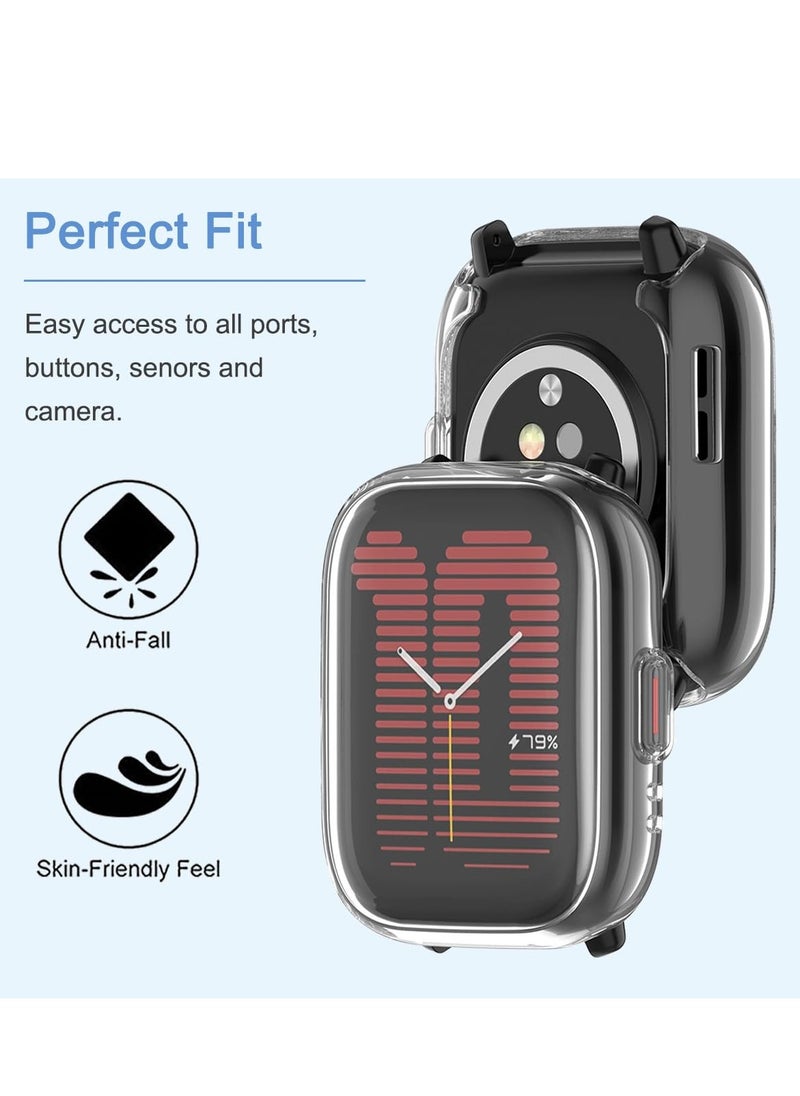 Generic - Case Compatible for Amazfit Active With Tempered Glass Screen Protector TPU Full Coverage Plated Watch Protective Cover Bumper Shell Cover (Transparent) - Image 1