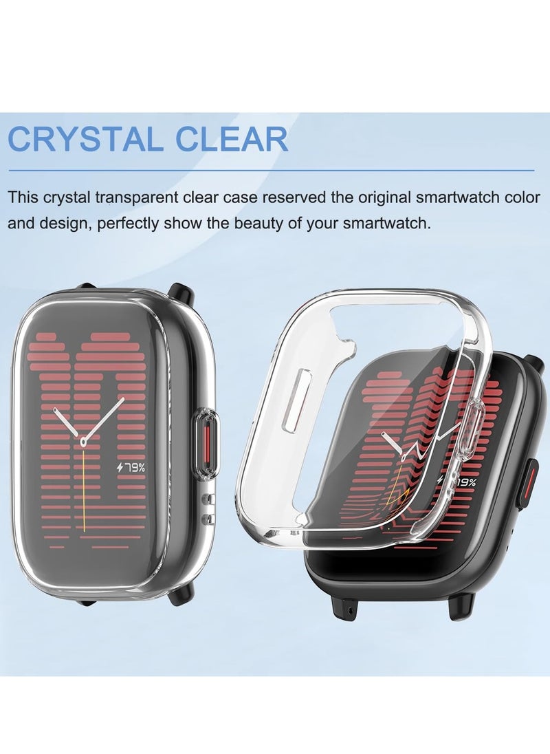 Generic - Case Compatible for Amazfit Active With Tempered Glass Screen Protector TPU Full Coverage Plated Watch Protective Cover Bumper Shell Cover (Transparent) - Image 1