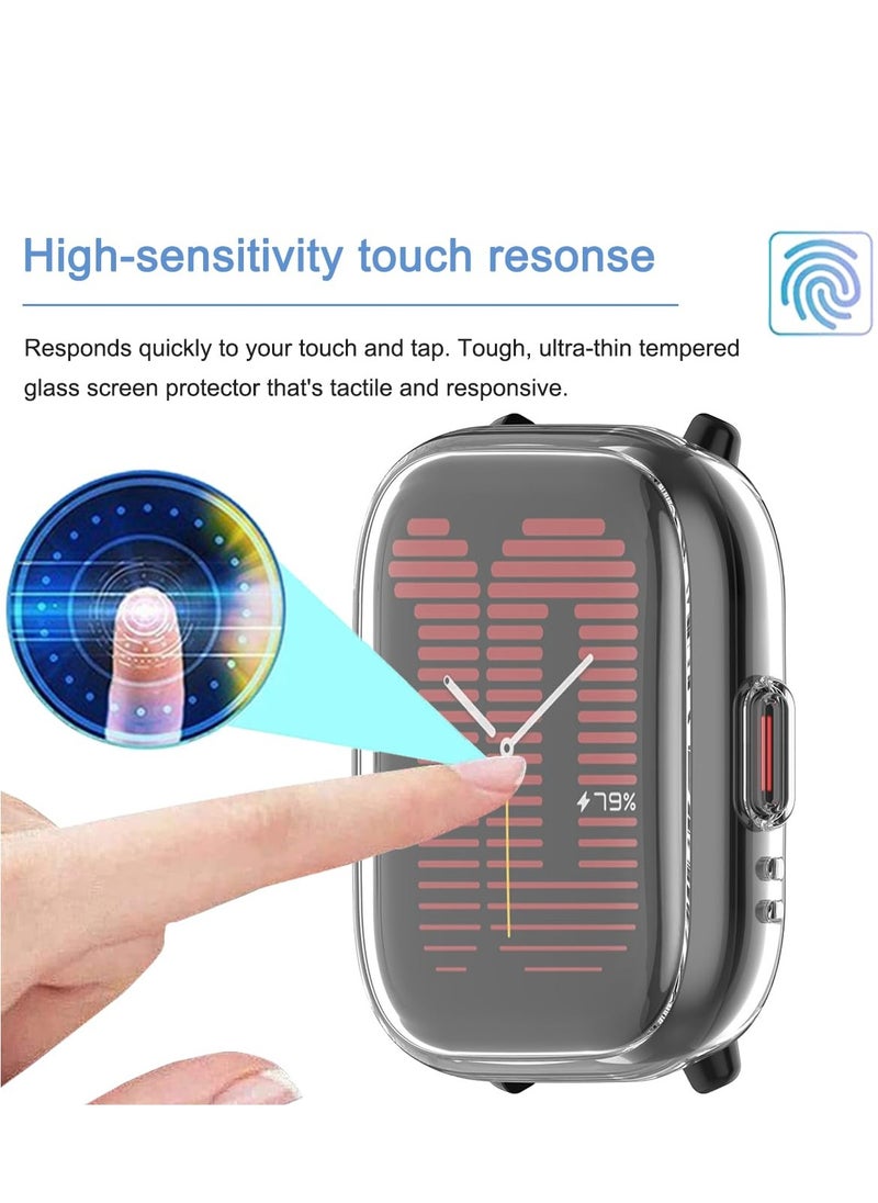Generic - Case Compatible for Amazfit Active With Tempered Glass Screen Protector TPU Full Coverage Plated Watch Protective Cover Bumper Shell Cover (Transparent) - Image 1