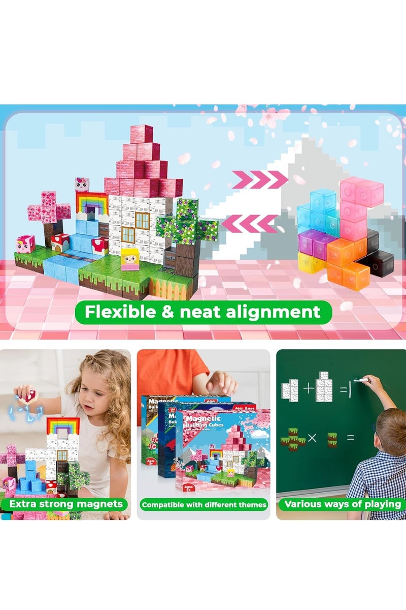 Beauenty Magnetic Blocks, 100 PCS Children's Building Toys, STEM Sensory Toys, Kids Magnet World Set, Themed Gift for Children Ages 3+ (Unicorn Home) - Image 4