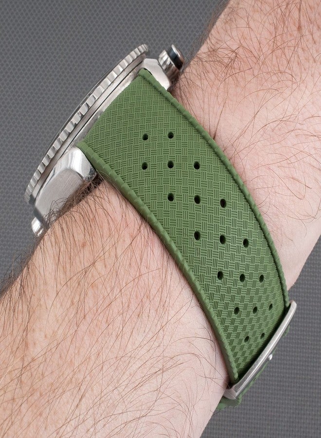 StrapHabit Quick Release Tropical Style FKM Rubber Watch Strap Band 18mm, 19mm, 20mm, 21mm, 22mm (Green, 21mm) - Image 5