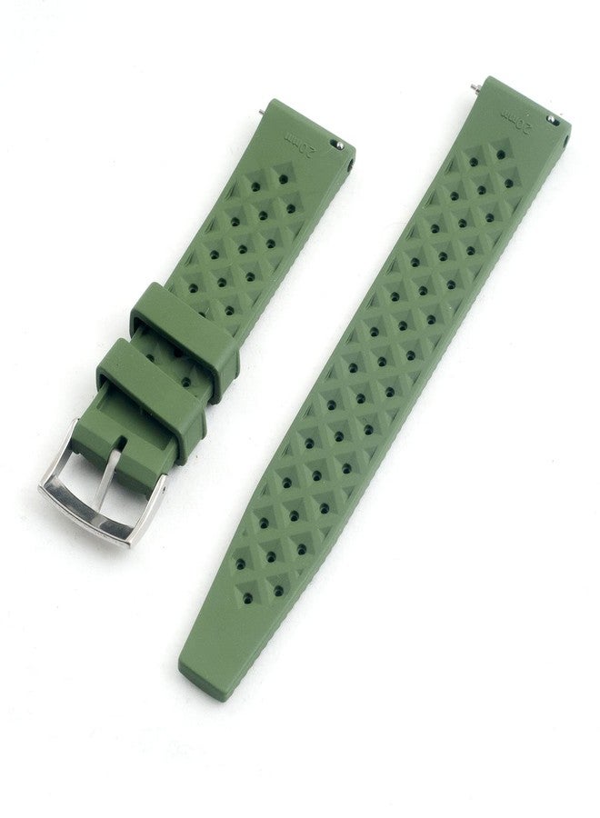 StrapHabit Quick Release Tropical Style FKM Rubber Watch Strap Band 18mm, 19mm, 20mm, 21mm, 22mm (Green, 21mm) - Image 2