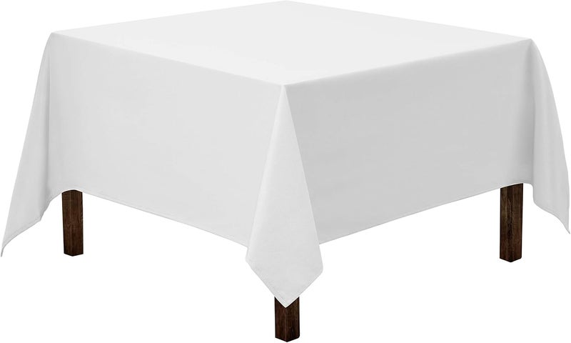 Gee Di Moda 70 x 70 Inch White Square Tablecloth - Heavy Duty, Wrinkle Resistant, Machine Washable - Perfect for Medium Square or Round Tables, Buffet, Dinner, Wedding & Baby Showers - Image 1