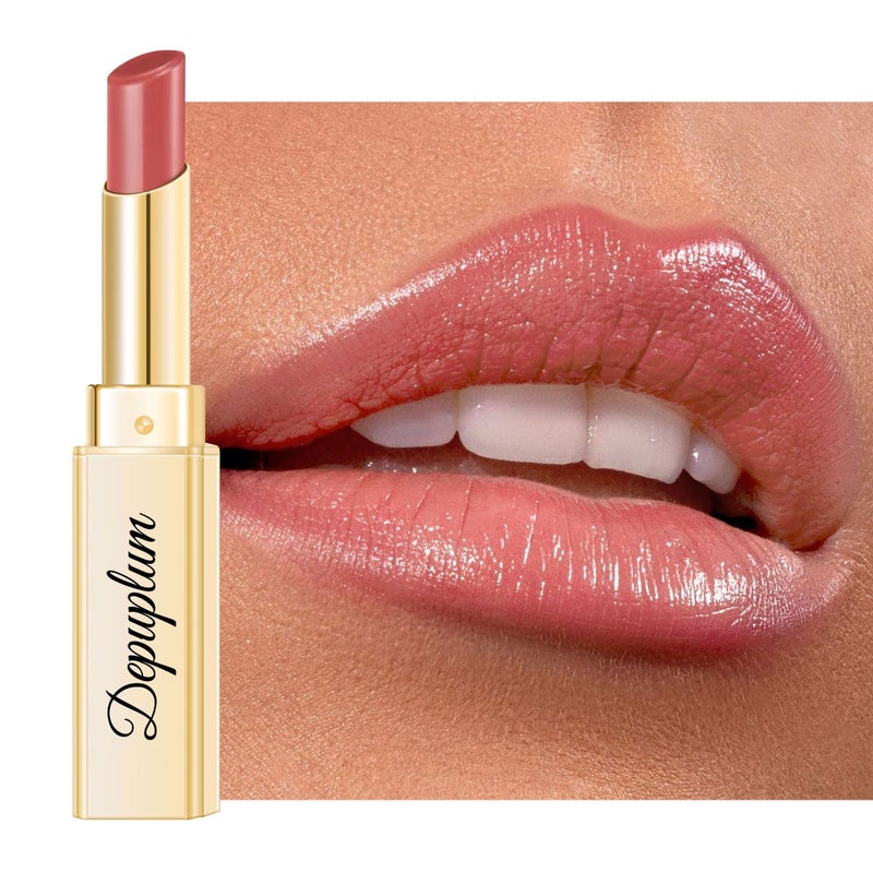 Depuplum Nude Pink Lipstick for Women Hydrate Cream Lipstick Moisture Lip Gloss Sheer-Medium Coverage Shine Tinted Lip Balm for Dry Lips, DM95 Nude Pink - Image 1