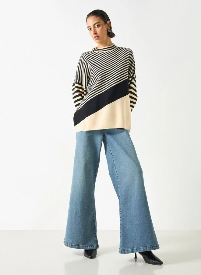 2Xtremz 2Xtremz Striped Pullover with High Neck