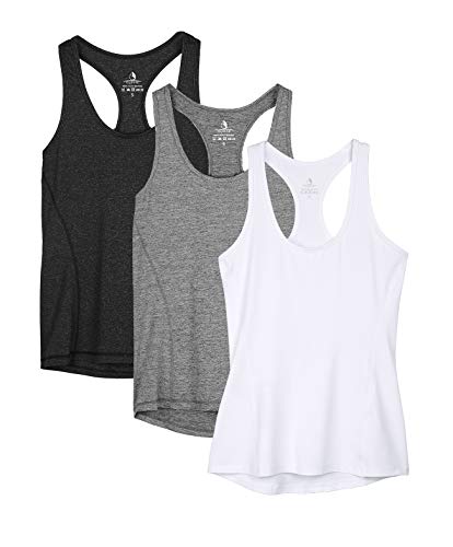 icyzone Workout Tank Tops for Women Racerback Athletic Yoga Tops Running Exercise Gym ShirtsPack of 3 BlackGrayWhite XSmall - Image 1