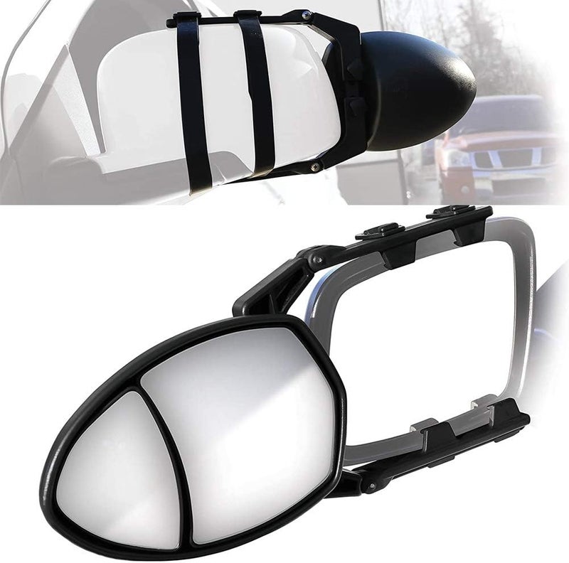 RiToEasysports Towing Mirrors, Adjustable Dual View Clip On Rearview Side Mirror Large Flat Small Convex 7.5x5.5in for Trucks SUVs Drivers Campers Towing Trailers - Image 4